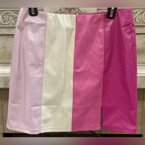 Pink Colorblock Faux Leather Colorblock Skirt Large